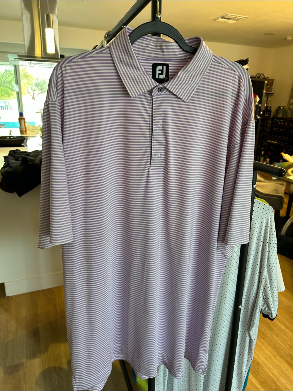 FootJoy Men's Lavender and White Striped Polo